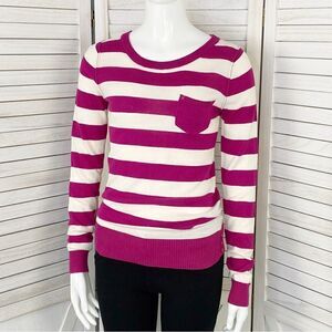 T/O Striped Y2K 90s Pullover Sweater Pink White Juniors Small